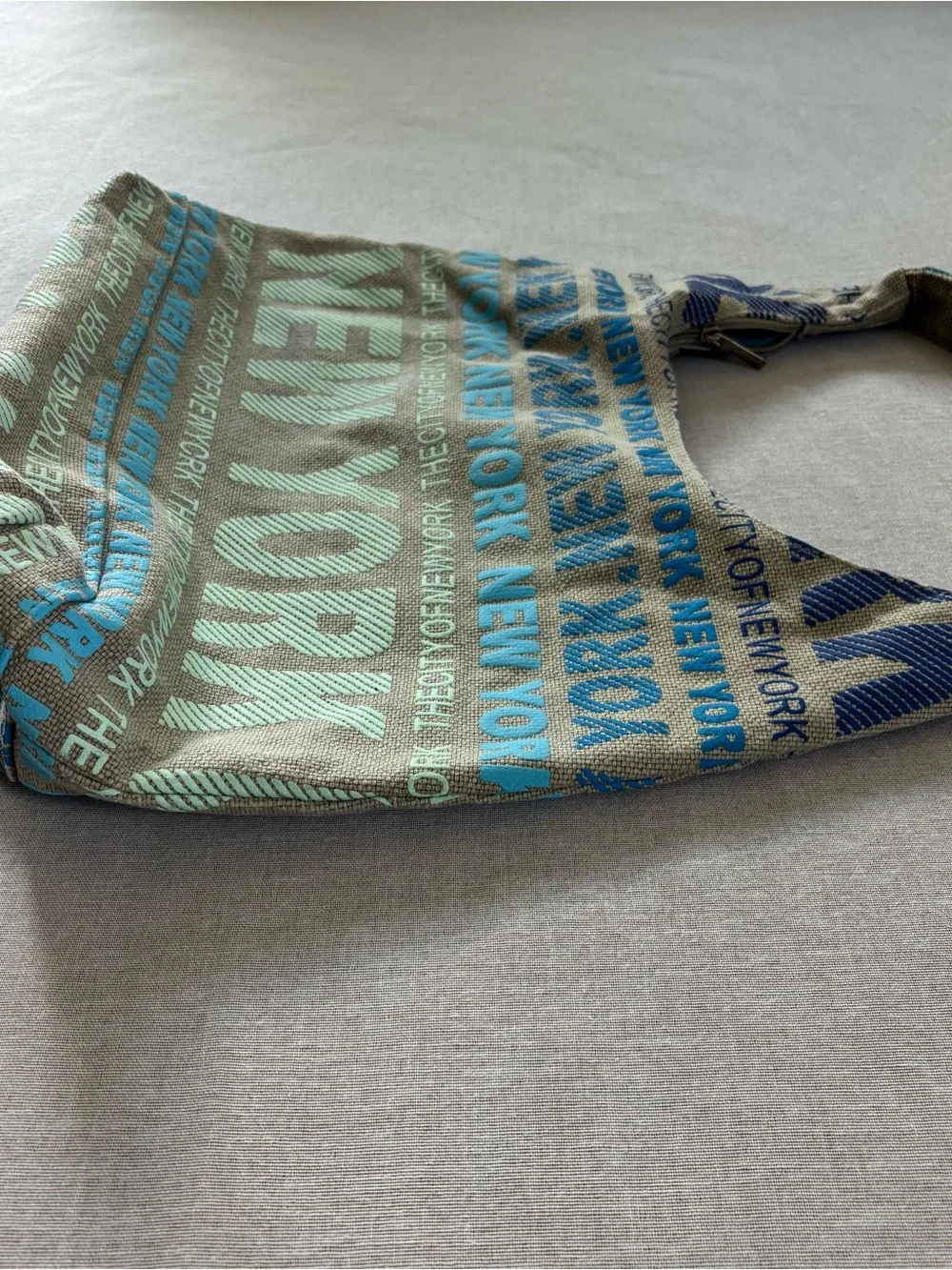 Robin Ruth NEW YORK Canvas Shoulder Bag - Beige, Blue, Aqua